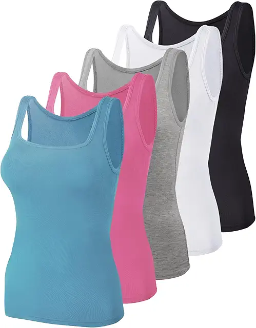 Photo 1 of ** PHOTO FOR REFERNECE PINK AND BLUE TOP NOT INCLUDED** 3 Pack Women's Tank Tops Square Neck Sleeveless Ladies workout top