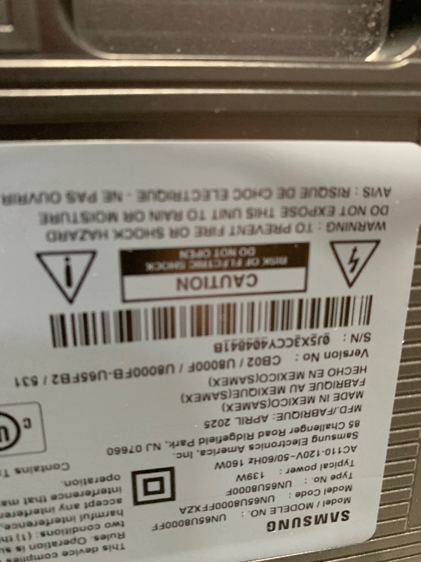 Photo 1 of **************SCREEN DESTORYED, NON-FUNCTIONAL, FINAL SALE************
Samsung 65-Inch Class Crystal UHD U8000F 4K Smart TV (2025 Model) Endless Free Content, Crystal Processor 4K, MetalStream Design, Knox Security, Works with Alexa