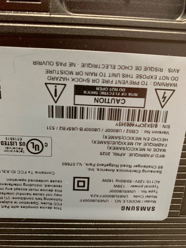 Photo 1 of ***********SCREEN DESTROYED, NON-FUNCTIONAL, FINAL SALE**************
Samsung 65-Inch Class Crystal UHD U8000F 4K Smart TV (2025 Model) Endless Free Content, Crystal Processor 4K, MetalStream Design, Knox Security, Works with Alexa