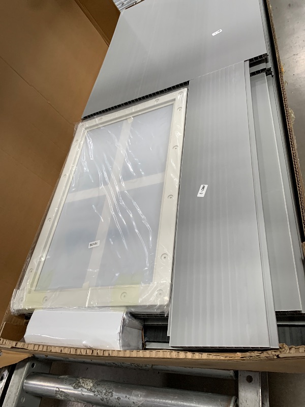 Photo 1 of *************PARTIAL ITEM, THIS IS ONLY CARTON 1 OUT OF 2***********
DWVO 5x3ft Resin Outdoor Storage Shed with Floor, Waterproof Lockable Storage Shed with Window, Plastic Outside Tool Storage for Garden, Backyard, Patio, Lawn, Gray