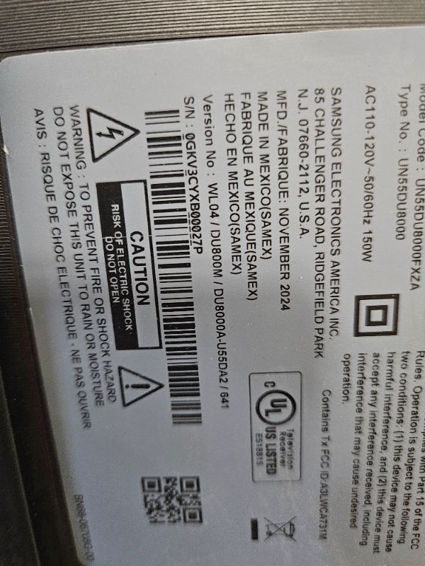 Photo 1 of ** BROKEN SCREEN, FINAL SALE **  Samsung 55-Inch Class 4K Crystal UHD DU8000 Series HDR Smart TV w/Object Tracking Sound Lite, Motion Xcelerator, Ultra Slim Design, Gaming Hub, Alexa Built-in (UN55DU8000, 2024 Model)