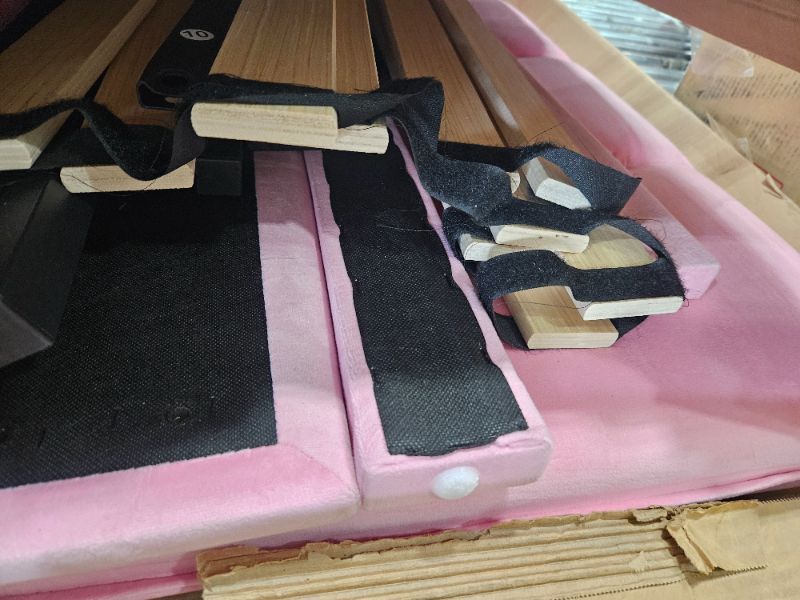 Photo 1 of ****************Missing all hardware**************
VECELO Queen Bed Frame with Upholstered Headboard, Heavy-Duty Platform Bedframe with Strong Wooden Slats Support, No Boxing Spring Needed, Pink