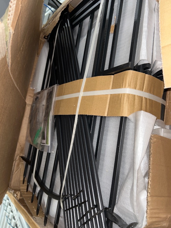 Photo 1 of 10 Panels No Dig Decorative Garden Fence with Gate - 32in H x 22.5ft L, Reinforced Square Tube Rustproof Tall Animal Barrier for Dogs & Rabbits, Outdoor Yard Border Fencing