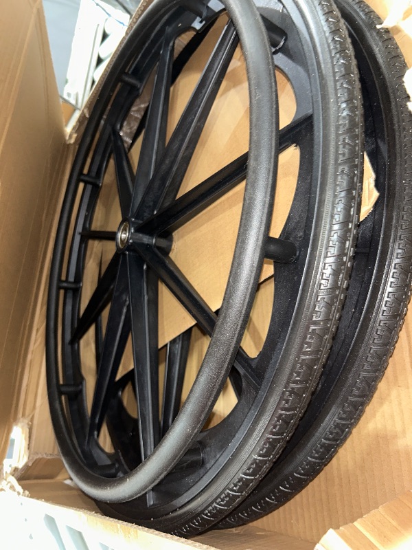 Photo 1 of (1PR,Black) Wheelchair rear wheel replacement 24x1"wheel,Rear Wheel Assembly for 16-18-20 Inch Wheelchairs, Replacement parts (24 * 13/8(2count))