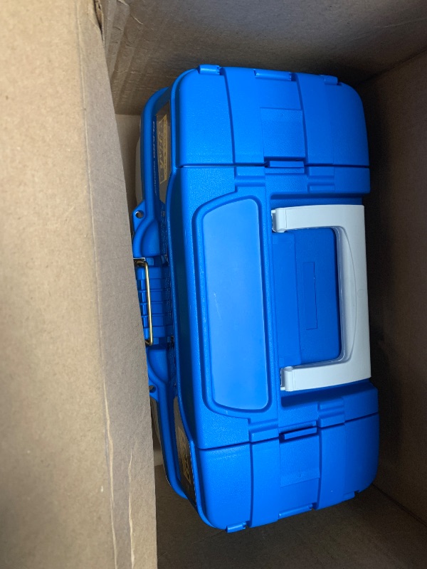 Photo 1 of ***(MISSING PARTS/ SEE NOTES)***Plano Ready-Set-Fish 3-Tray Tackle Box with Tackle, Aqua Blue/Tan, One Size