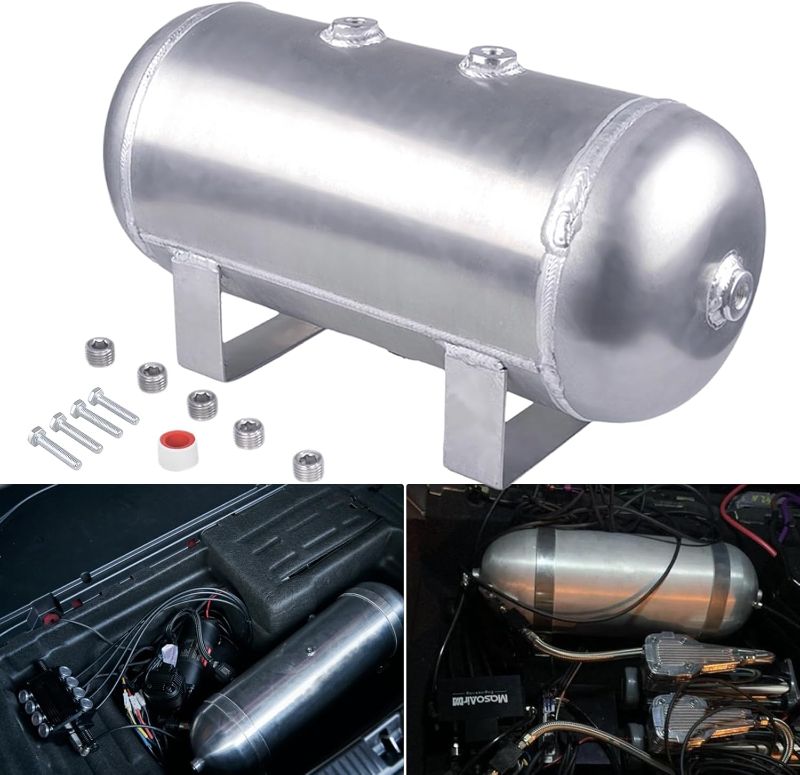 Photo 1 of 1.6 Gallon Air Tank Aluminum 6 Liter Air Compressor Onboard System 12V 1/4NPT for Train Truck Trailer Train Auto Air Lift Suspension Heavy Duty Air Horn Compressor
