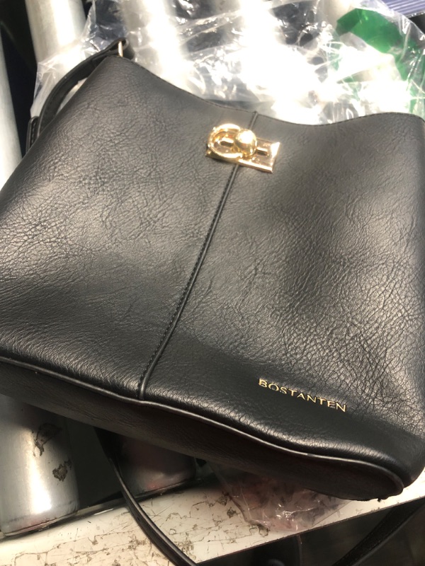 Photo 1 of (broken clasp) BOSTANTEN Crossbody Bucket Shoulder Bags for Women Vegan Leather Purse Cross Body Handbag Multiple Pockets Black