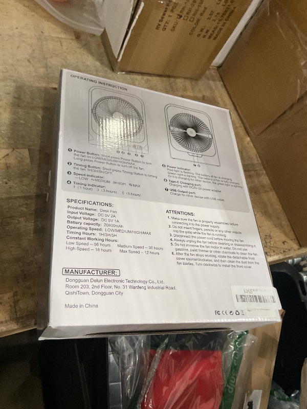 Photo 1 of 8-inch USB Portable Fan - 20800mAh Rechargeable Battery Operated Fan (80Hrs work time) - Personal Desk Fans - Battery Powered Fans use for Bedroom, Desktop, Table, Office, Camping, and Outdoor