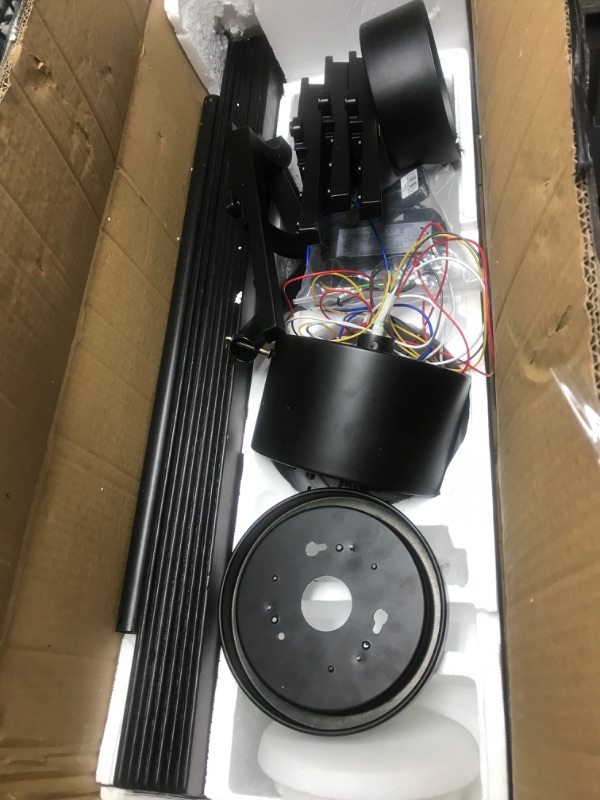 Photo 1 of **Parts Only** WINGBO 80" DC Ceiling Fan with Lights and 3 Downrods, Matte Black Ceiling Fan with Walnut/Walnut Shadowed Reversible Blades, 6-Speed DC Motor, Indoor Ceiling Fans for Kitchen Bedroom Living Room