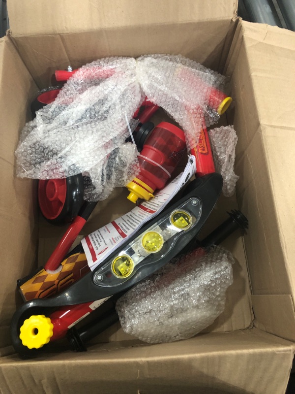 Photo 1 of Huffy Disney Pixar Cars Preschool Scooter with Lights, Bell, and Water Bottle, Superhero Red