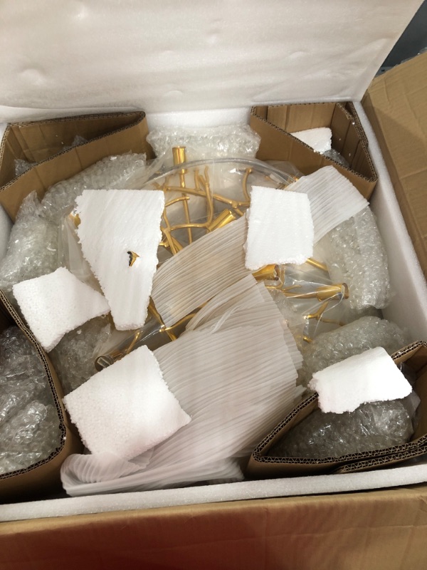 Photo 1 of Modern Crystal Chandelier, Tree Branch Design, 24-Inch 10-Lights Gold Round Raindrop Hanging Pendant Light for Dining Living Room Entryway Foyer Stairway Bedroom Hallway