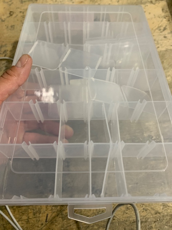 Photo 1 of 1pack 36 Grids Plastic Clear Organizer Box bead Storage Containers with Adjustable Dividers for Craft Jewelry Fishing Tackles Parts Storage with 1 Sheets Label Stickers