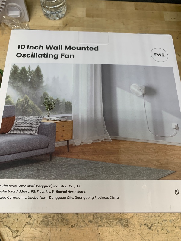 Photo 1 of 10 Inch Wall Mount Oscillating Fan with Remote and Timer, Small Bedroom RV Fan with 4 Speeds, Quiet Operation,90°Oscillation, Adjustable Tilt,5.92 ft Wire, Cooling Bathroom Wall Mounted Fans