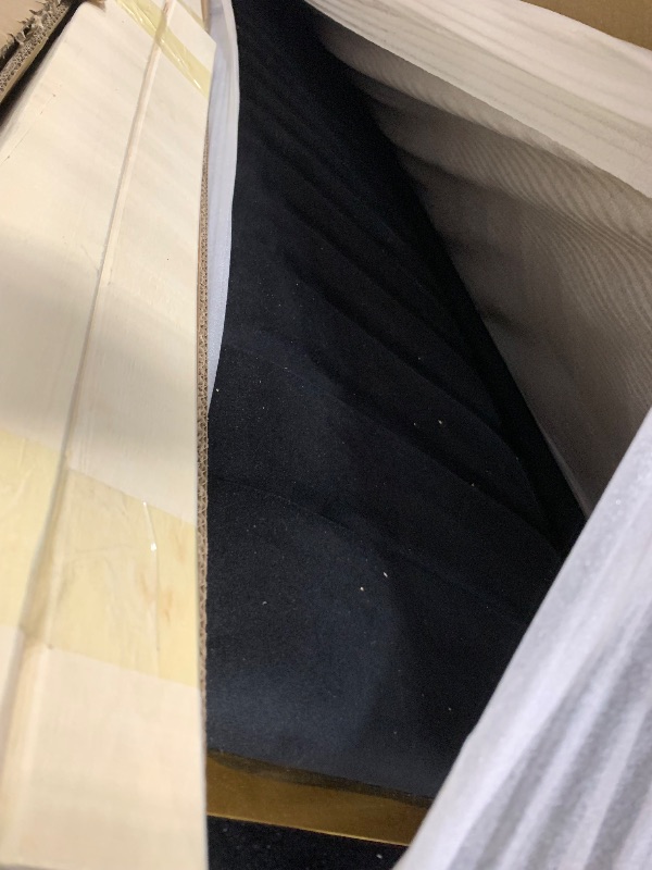 Photo 1 of **** PARTIAL SET, BOX 2/3 ONLY *** Meridian Furniture Dolce Collection Modern | Contemporary Velvet Upholstered Bed with Luxurious Channel Tufting and Gold Metal Trim/Legs, King, Black