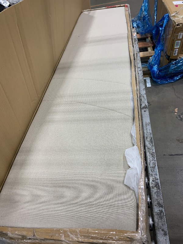 Photo 1 of ***DAMAGED - HEADBOARD SLASHED - INCOMPLETE - PARTS ONLY - SEE PICTURES***
Novilla King Size Bed Frame with Adjustable Headboard Platform King Bed Frame Linen Fabric Upholstered Headboard, No Box Spring Needed, Noise-Free, Wooden Slats Support, Easy Assem