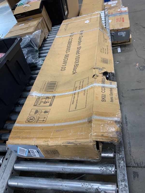 Photo 1 of ***SEE NOTES*** 
Jintop 10x8 FT Metal Garden Sheds with Hinged Door and Padlock & Punched Vents,Pent Roof Outdoor Aluminum Frames Storage Shed,for Garden Tool,Equipment,Material,Dark Grey