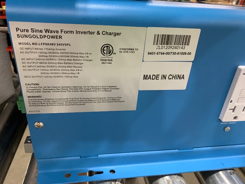 Photo 1 of SUNGOLDPOWER UL1741 6000W 48Vdc Pure Sine Wave Inverter Low Frequency 240Vac Input 120Vac/240Vac Output Split Phase with Battery Charger Off-Grid 18000W Peak