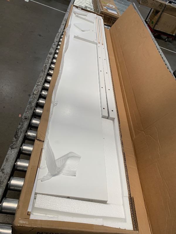 Photo 1 of ***INCOMPLETE***White Full Size Murphy Bed Wall Bed with Storage Drawers, Wood Murphy Bed Chest with a set of Sockets & USB Ports, Pulley Structure Design, Foldable Platform Bed for Home Office Small Room