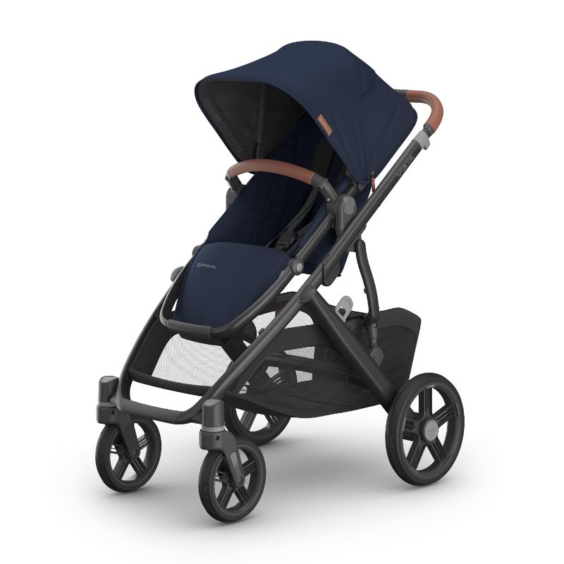 Photo 1 of ****PARTS ONLY***UPPAbaby Vista V3 Stroller - Full-Size Single-to-Double Stroller System - Toddler Seat, Bug Shield, Rain Shield, and Storage Bag Included - Noa (Navy/Carbon Frame/Saddle Leather)