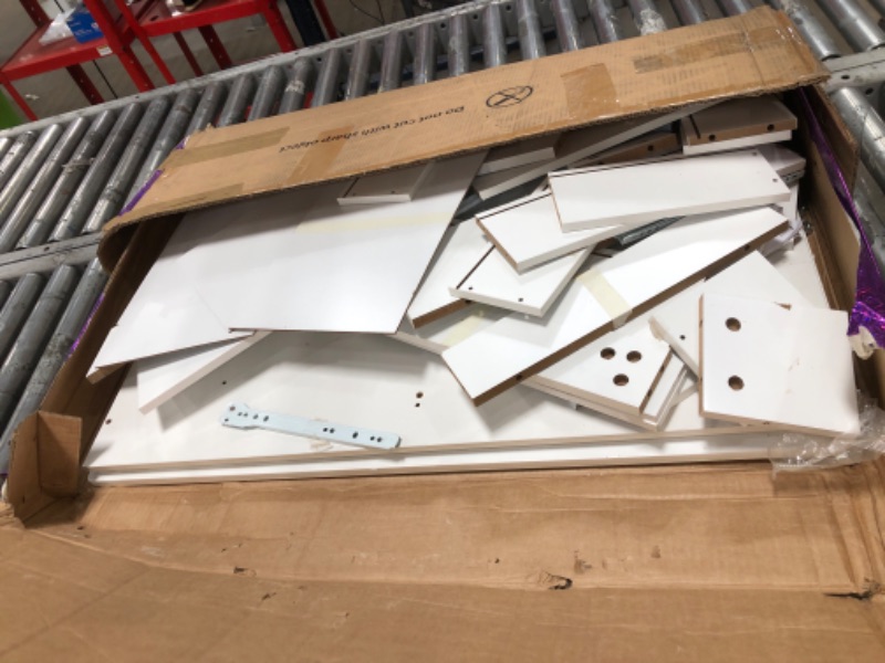 Photo 1 of ***PARTS ONLY***YITAHOME LED Coffee Table with Storage, Modern Coffee Tables for Living Room, High Glossy LED Coffee Table with Open Display Shelf & Sliding 4 Drawers, Rectangular Small Center Table, White