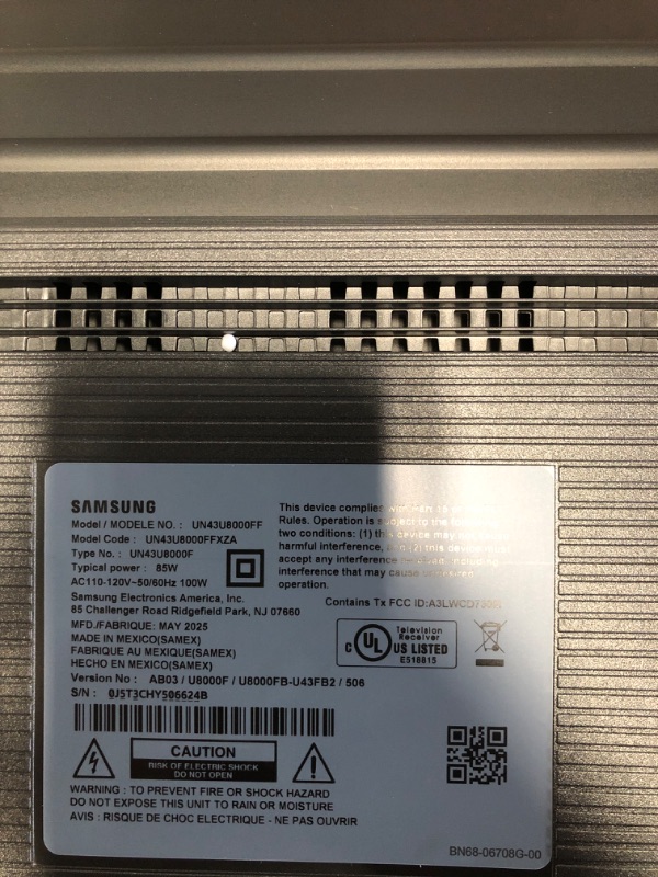Photo 1 of ***DAMAGED SCREEN***Samsung 43-Inch Class Crystal UHD U8000F 4K Smart TV (2025 Model) Endless Free Content, Crystal Processor 4K, MetalStream Design, Knox Security, Alexa Built-in