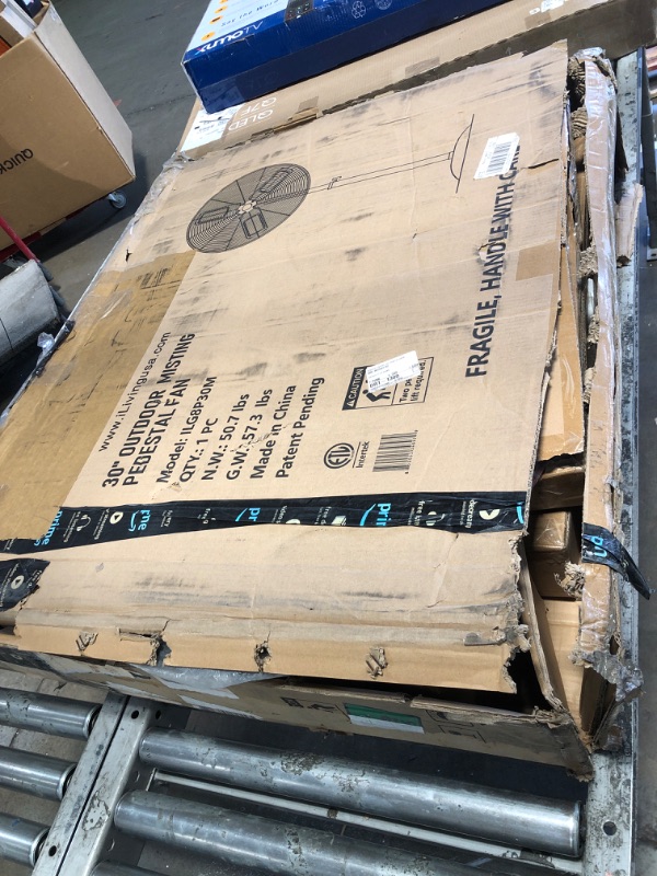 Photo 1 of ******PARTS ONLY******iLiving 30" Pedestal Outdoor Oscillating Fan with Misting kit - Shop, Greenhouse, Patio - 120V 1.8A 8400 CFM