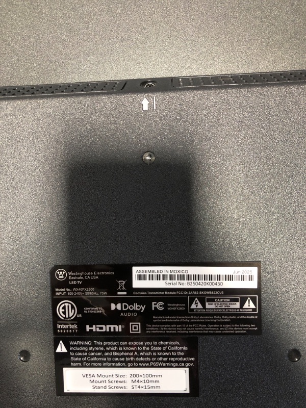 Photo 1 of ***DAMAGED SCREEN***Westinghouse 40-inch Smart TV, FHD 1080P Xumo TV w/Voice Remote, Flat Screen LED Television w/Apple HomeKit, Wi-Fi & Mobile Connectivity