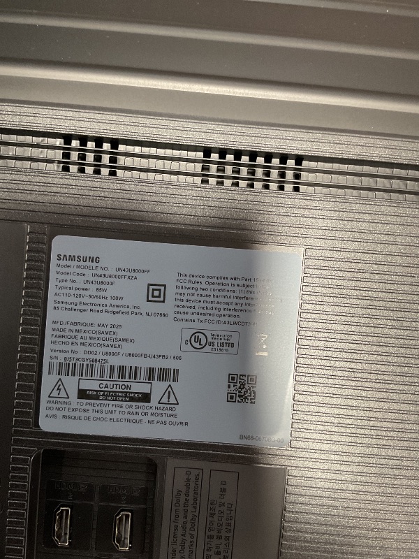 Photo 1 of ***DAMAGED SCREEN***Samsung 43-Inch Class Crystal UHD U8000F 4K Smart TV (2025 Model) Endless Free Content, Crystal Processor 4K, MetalStream Design, Knox Security, Alexa Built-in