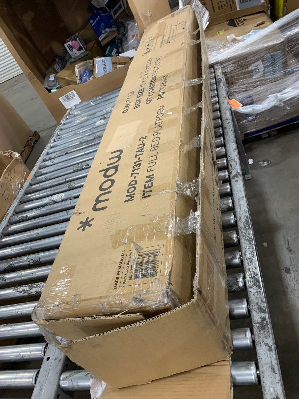 Photo 1 of ***INCOMPLETE MISSING BOX 2***Modway Resort Full Size Platform Bed with Arch Shaped Round Headboard in Taupe, Upholstered Velvet Bed Frameain-Resistant Performance Velvet, Soft Cloud Bed Frame, No Box Spring Needed