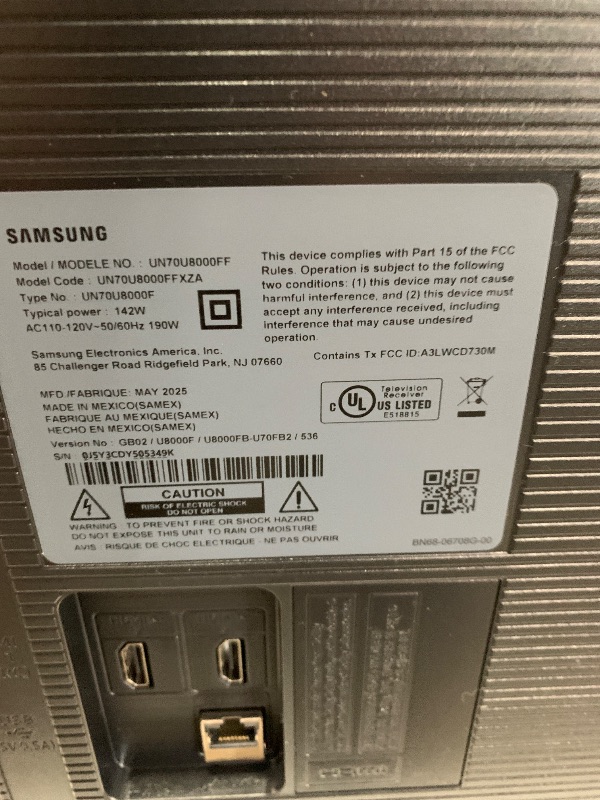 Photo 1 of ***DAMAGED SCREEN***Samsung 70-Inch Class Crystal UHD U8000F 4K Smart TV (2025 Model) Endless Free Content, Crystal Processor 4K, MetalStream Design, Knox Security, Alexa Built-in
