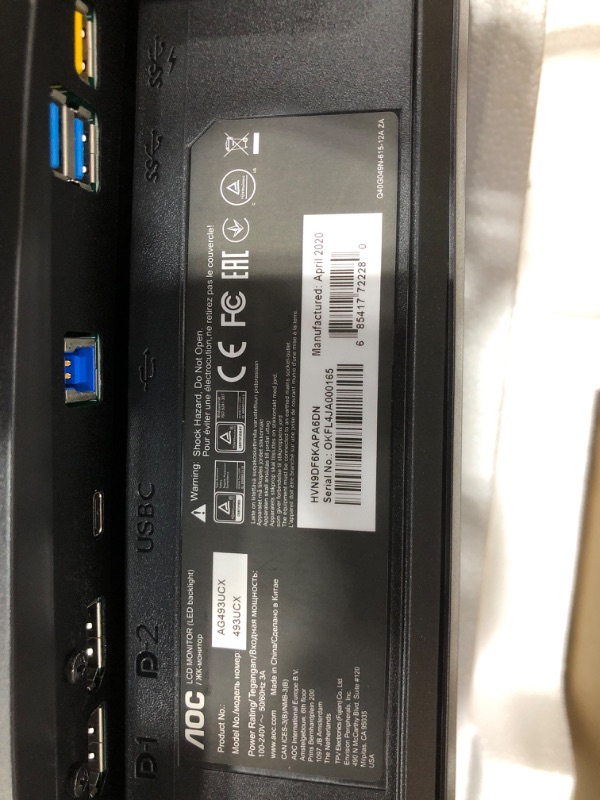 Photo 1 of ***DAMAGED SCREEN***AOC - CU34G2XP 34" VA Curved Gaming Monitor, WQHD (3440x1440), 180Hz, 1ms, Freesync, HDR 400 