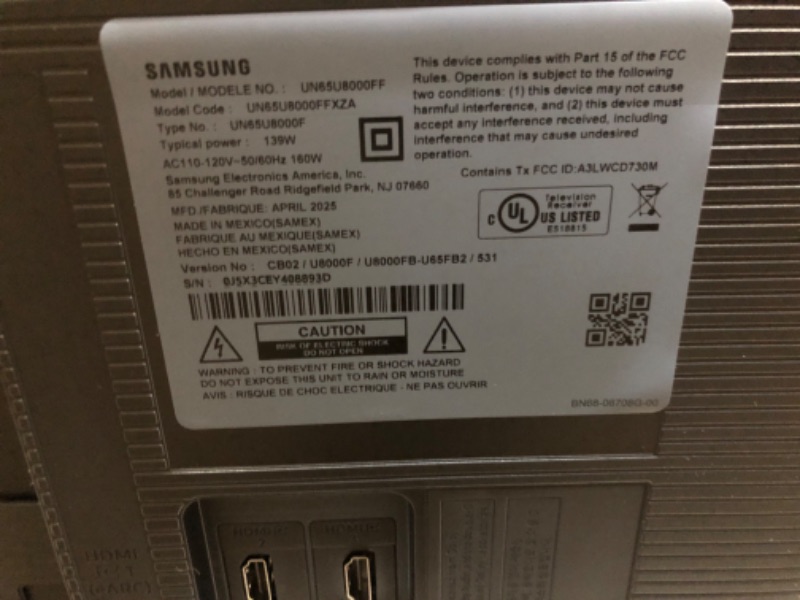 Photo 1 of ***DAMAGED SCREEN***Samsung 65-Inch Class Crystal UHD U8000F 4K Smart TV (2025 Model) Endless Free Content, Crystal Processor 4K, MetalStream Design, Knox Security, Alexa Built-in