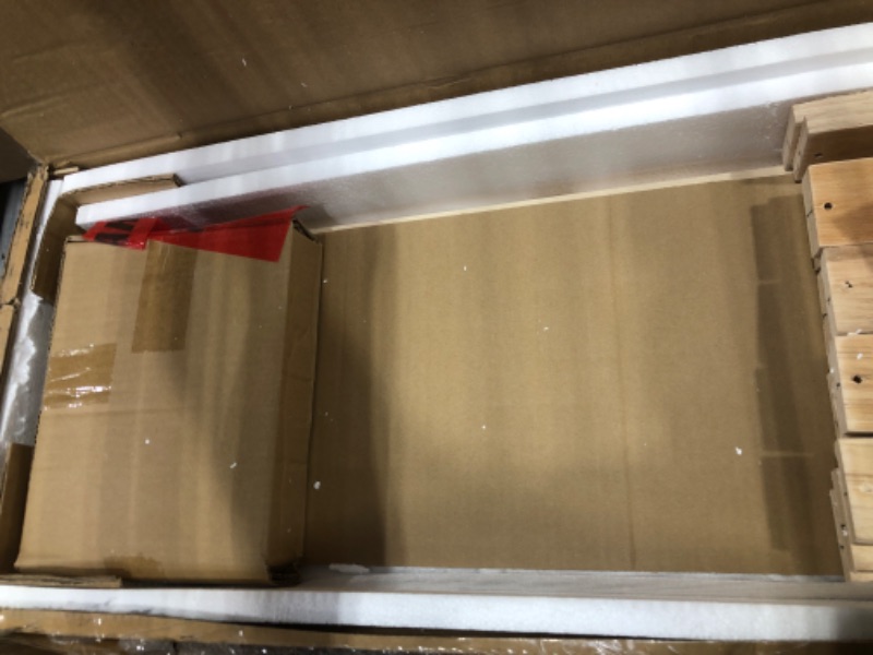 Photo 1 of *** PARTS ONLY - PARTIAL SET - BOX 1 OF 2 ONLY *** KTATK Full Size Loft Bed with 8 Open Storage Shelves and Built-in Ladder,Bedroom Solid Wood Bed Frame w/Full-Length Guardrails & Easy to Assemble,for Kid Adult Boy Girl Teen,White