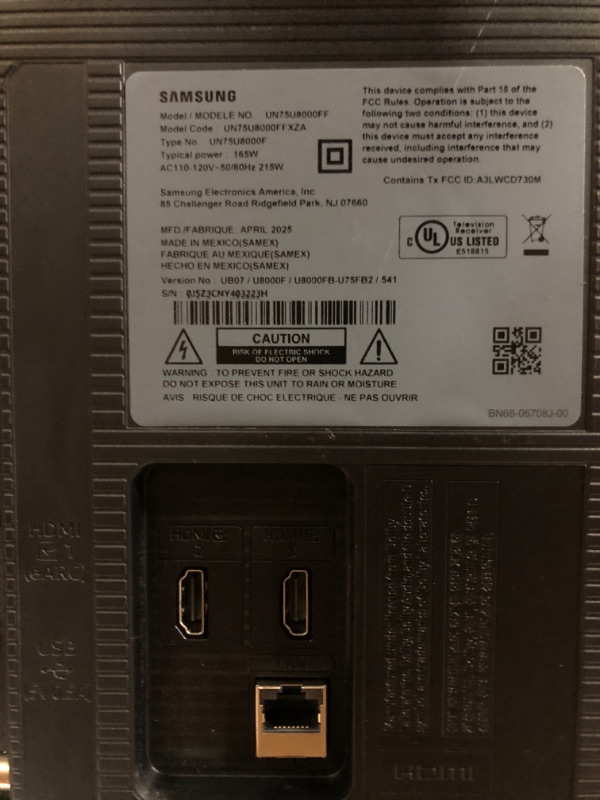 Photo 1 of ***DAMAGED SCREEN***Samsung 75-Inch Class Crystal UHD U8000F 4K Smart TV (2025 Model) Endless Free Content, Crystal Processor 4K, MetalStream Design, Knox Security, Alexa Built-in
