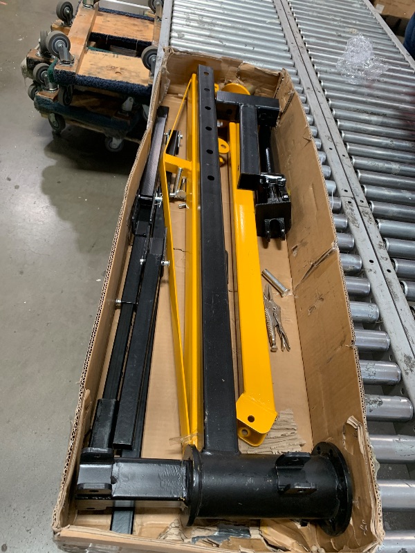 Photo 1 of **************MISSING PARTS/FOR PARTS ONLY************* 
Hydraulic Hitch-Mount Truck Crane Professional 2-Inch Hitch Receiver, 3 Adjustable Capacities: 500 lbs, 750lbs, 1000 lbs (MAX) Yellow