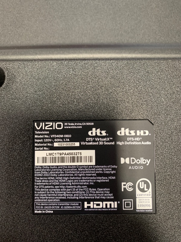 Photo 1 of ***DAMAGED SCREEN***VIZIO 40-inch Full HD 1080p Smart TV with DTS Virtual: X, Alexa Compatibility, Google Cast Built-in, Bluetooth Headphone Capable, (VFD40M-08 New)
