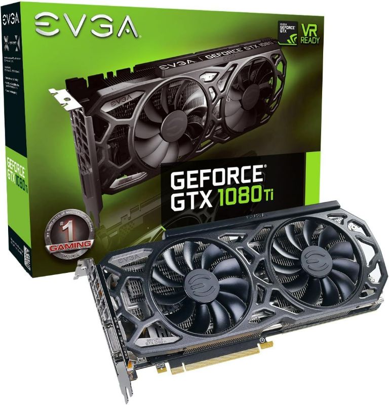Photo 1 of ($299.99) (UNTESTED) (SIGNS OF USE) (MISSING ALL ACCESSORIES) EVGA GeForce GTX 1080 Ti SC Black Edition Gaming, 11GB GDDR5X, iCX Cooler & LED, Optimized Airflow Design, Interlaced Pin Fin Graphics Card 11G-P4-6393-KR (Renewed)
