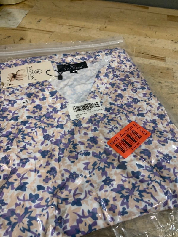 Photo 1 of (medium) YATHON Women's Casual Dresses Floral Print Cute Short Sleeve Notched Neck Ruffle Hem Dress for Women Wedding Guests 