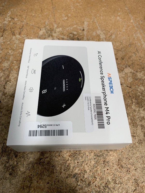 Photo 1 of AISPEECH M4 Pro Speakerphone, Conference Microphone with Directional Voice Pickup, Enhanced Voice Pickup, AI Transcription, AI Noise Reduction, USB C, Bluetooth Speakerphone for Personal Workspaces