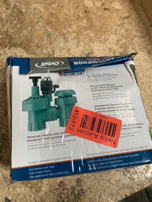 Photo 1 of 1-Pack Orbit 57623 3/4" FPT 100 Series Anti-Siphon Automatic Sprinkler Valve with Flow Control