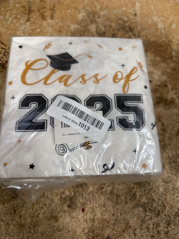 Photo 1 of 100-PK Class of 2025 Graduation Napkins, 3-Ply Disposable Congrats Grad Paper Hand Towels for School, University, College Cocktail Party Celebration Decorations (Black)