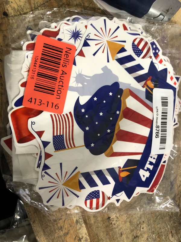 Photo 1 of 48Pcs 4th of July Cut-Outs, Red White Blue Patriotic Theme Party Cutouts Cartoon USA Flag Stars Firework Paper Cutouts for Independence Day Home School Classroom Office Bulletin Board Wall Decor