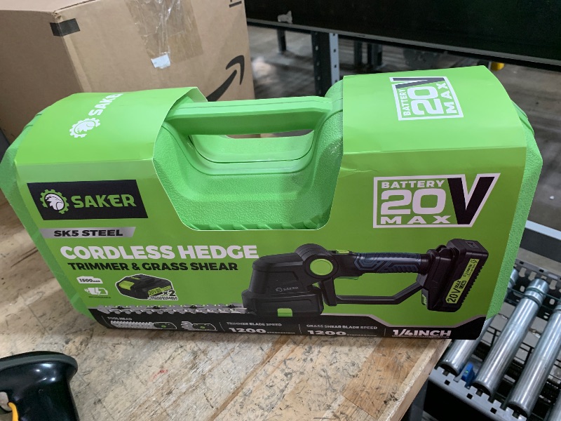 Photo 1 of *FOR PARTS ONLY* Saker Cordless Hedge Trimmer-20V Electric Shrub Trimmer Grass Shears Handheld Grass Cutter, Hedge Shear with 2 PCS Rechargeable Battery and Charger for Garden, Lawn