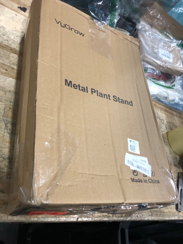 Photo 1 of *MISSING HARDWARE* VyGrow Plant Stand, 3 Tier Plant Shelf for Indoor Outdoor, Heavy Duty Metal Outdoor Plant Stand Holder Rack for Living Room Balcony and Garden, Black