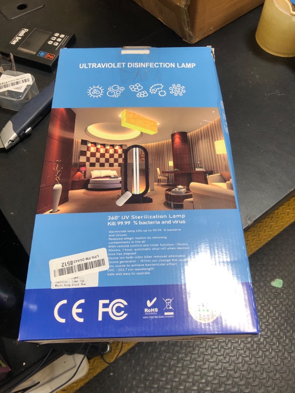 Photo 1 of UV Light Sanitizer,4-Speed Timing and Remote Control UVC Home Disinfection Device,Ultraviolet Light Sanitizer for Bed Bugs and Dust Mites,UV Lamp for Whole Room,Black