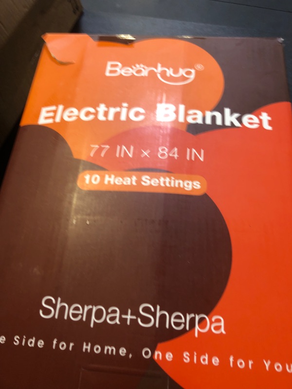 Photo 2 of Bearhug Electric Blanket Full Size 77" x 84", Reversible Brown Plaid Sherpa Heated Blanket, 10 Heating Levels & 1-12H Auto Off, ETL Certified, Machine Washable, Gift Box