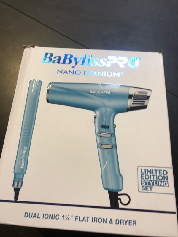 Photo 2 of BaBylissPRO Dual Ionic 1 1/4" Flat Iron & Hair Dryer Limited Edition Prepack