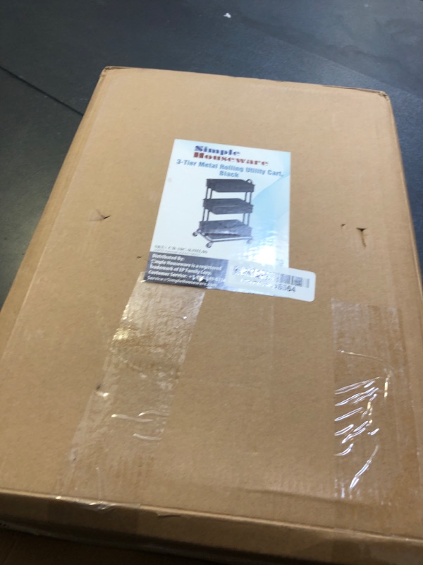 Photo 1 of Simple Houseware Heavy Duty 3-Tier Metal Utility Rolling Cart, Black