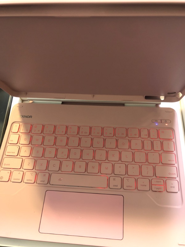 Photo 1 of Dexnor for iPad 9th Generation Case with Keyboard Floating Cantilever Magnetic Stand Multi-Touch Trackpad Backlit Pencil Holder Magic Style Keyboard for iPad 9th/8th/7th Generation 10.2", Peony Pink