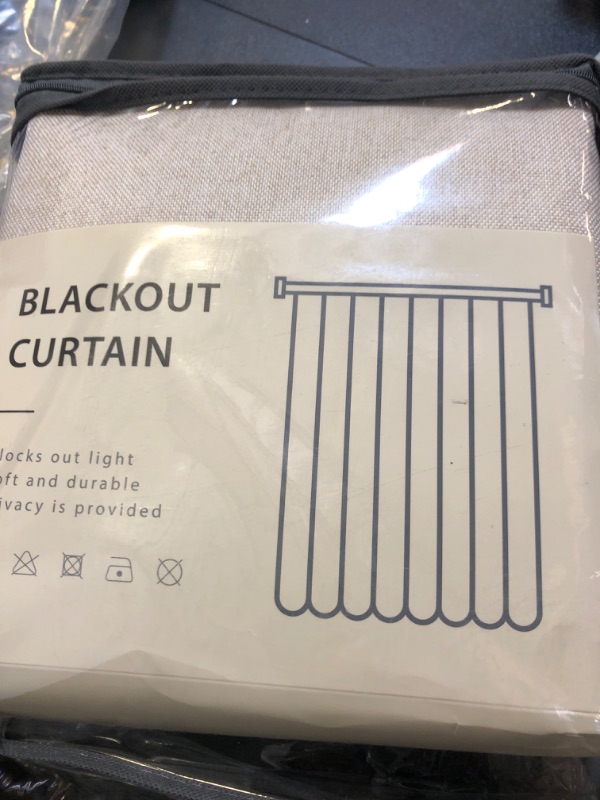 Photo 1 of 100% Blackout Shield Linen Blackout Curtains for Bedroom 90 Inches Long, Back Tab/Rod Pocket Living Room Drapes, Thermal Insulated Blackout Curtains 2 Panels Set, 50" W x 90" L,Cream